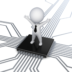 IT Infrastructure Architect standing on top of a micro processor